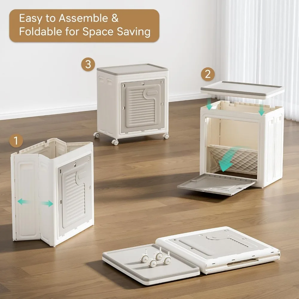 Grand bac de rangement roulant de 40 gallons avec roulettes et couvercle, idéal pour les vêtements et le panier à linge