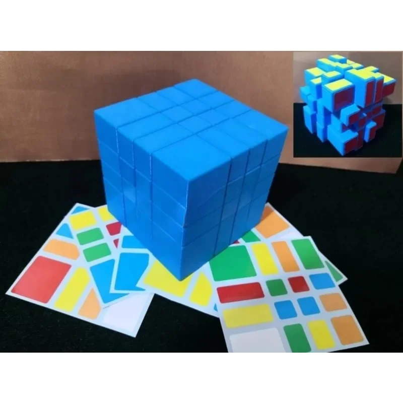 Horror Mirror 4x4x4 Cube Calvin's Puzzle 4x4 Cube Black Body with DIY 6-color stickers Lee Mod Cast Coated Magic Cube Funny Toys