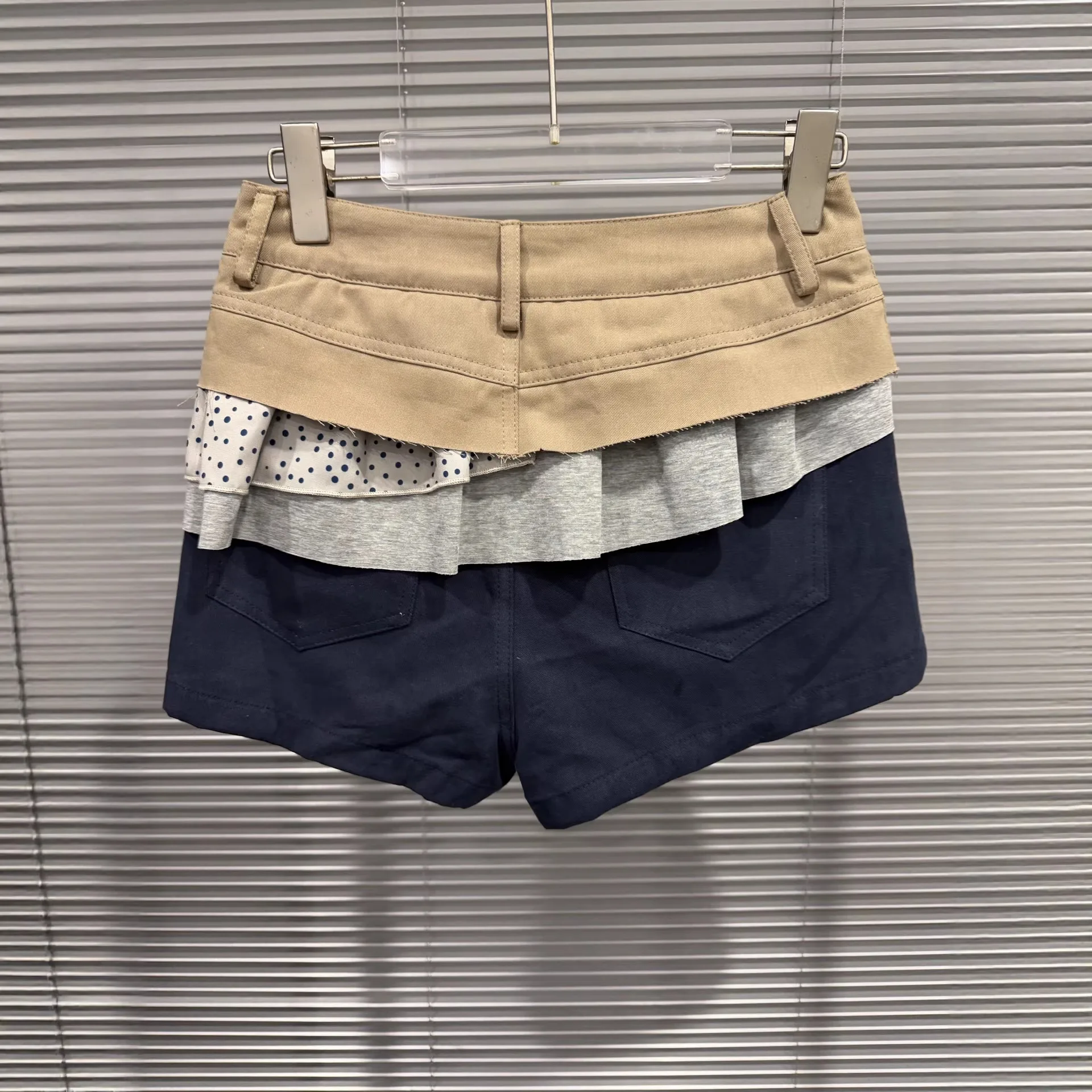 2026 Summer New Arrival Niche Design Waist Spliced Ruffle Denim Shorts Lazy Loose Casual Jeans Pants For Women