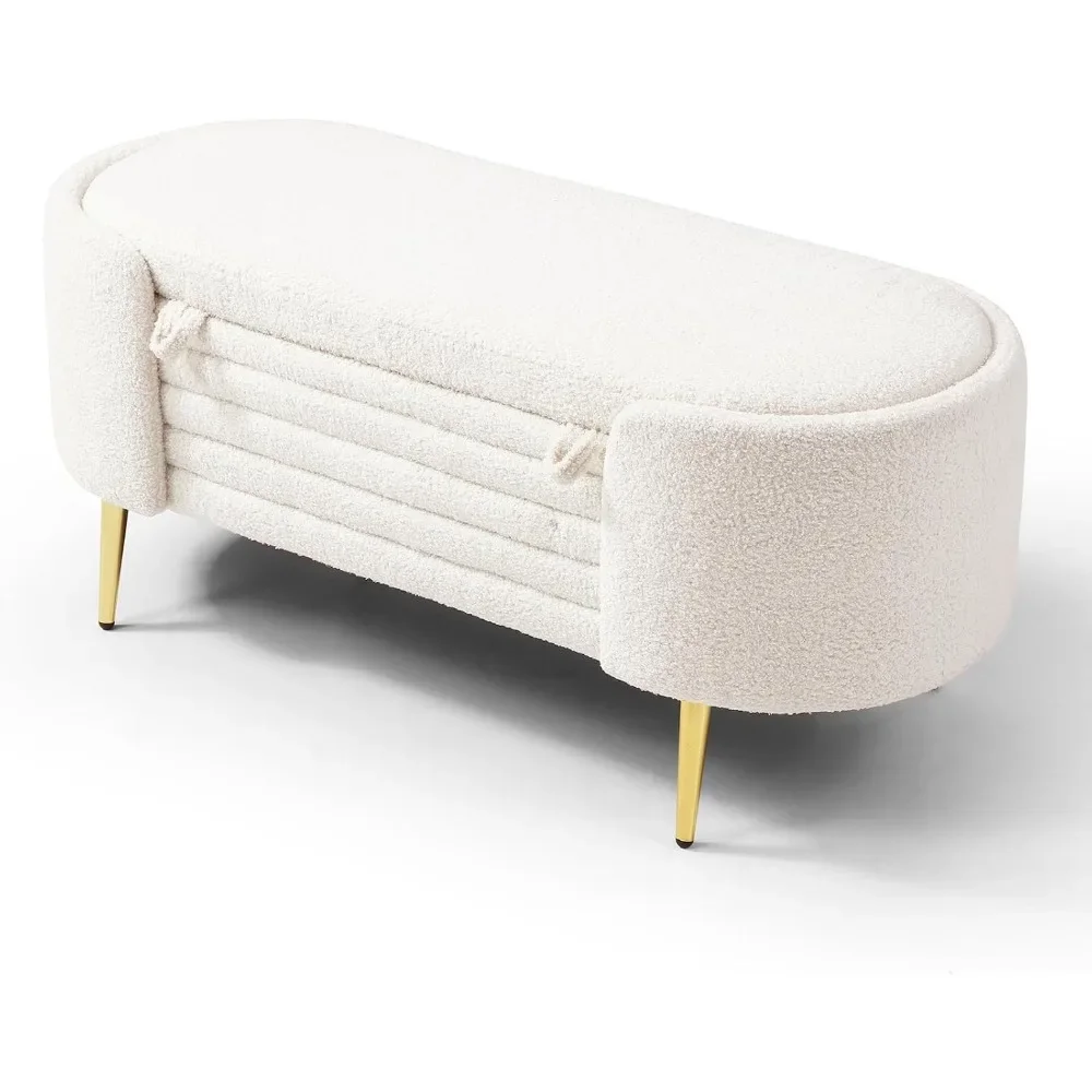 Modern Simple Beige Indoor Bed Stool for Bedroom - One Size