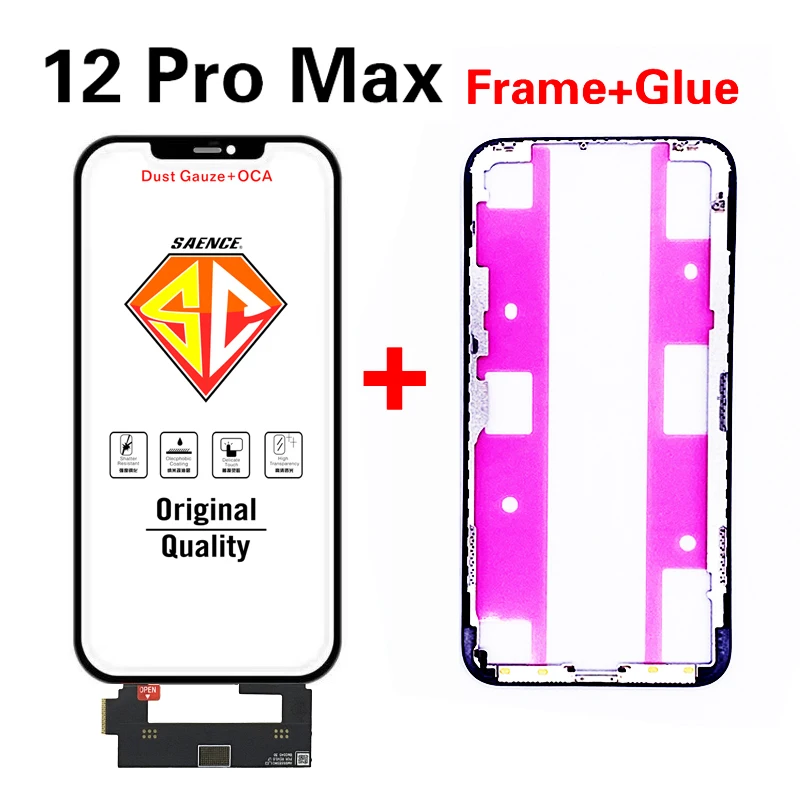 5pcs Original COP TP For iPhone XS XR 11 12 Pro Max 13 Touch Sensor Glass With Frame+OCA Glue Screen Cover Repairing NO Ic