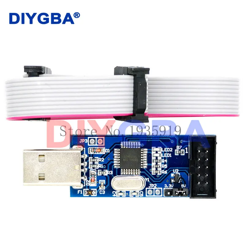 10Pin To 6 Pin Adapter Board + USBASP USBISP AVR Programmer USB ISP USB ASP ATMEGA8 ATMEGA128 Support Win7 64