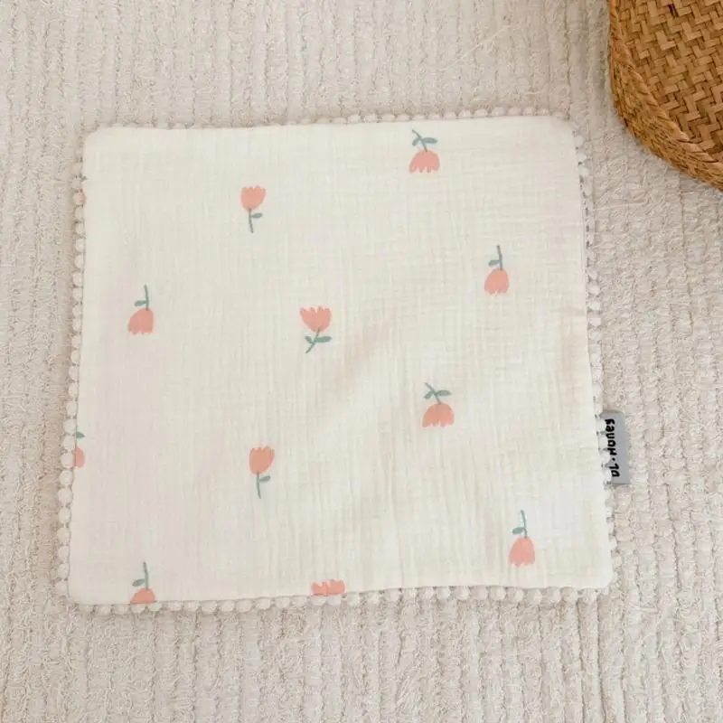 Q22D Kids Print Face Cloth Soft Saliva-Towel Non-Shedding Bibs Kindergarten Washcloth