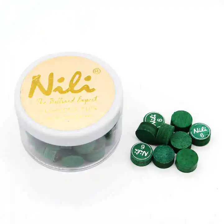 50 pcs , 6 layers , 14mm Nili Billiard green color cue tips high quality for pool cue sticks