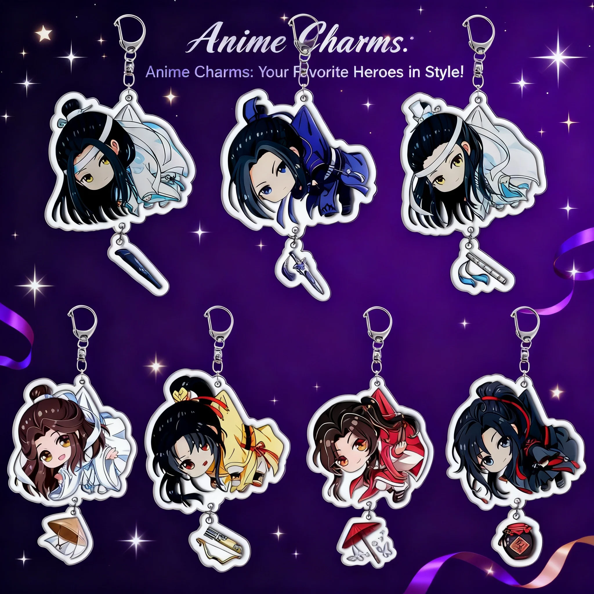 Tianci Xielian Acrylic Keychain Pendant Handmade Figure Collectible Novel Anime Merchandise Cross Border Ready to Ship