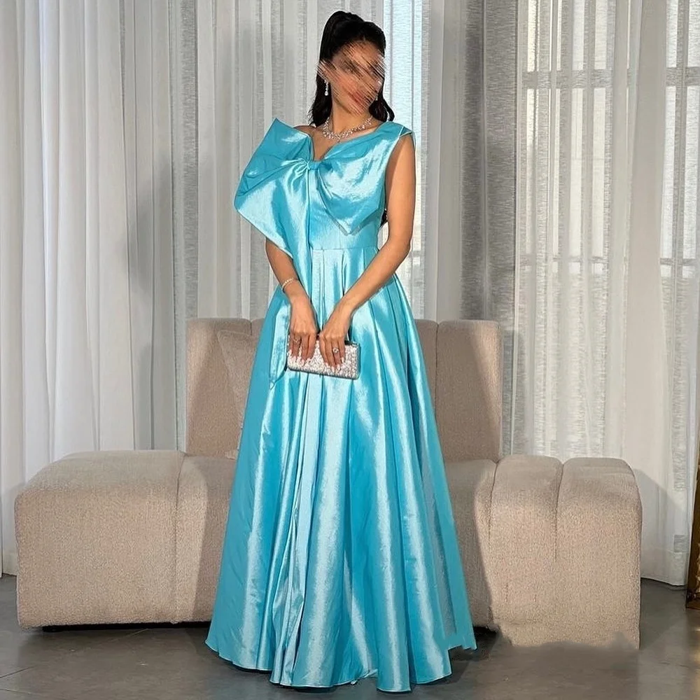 

Customized Fashion Pleat Bow Draped Ruched A-line Off-the-shoulder Long Dresses Bespoke Occasion Dresses Exquisite Elegant