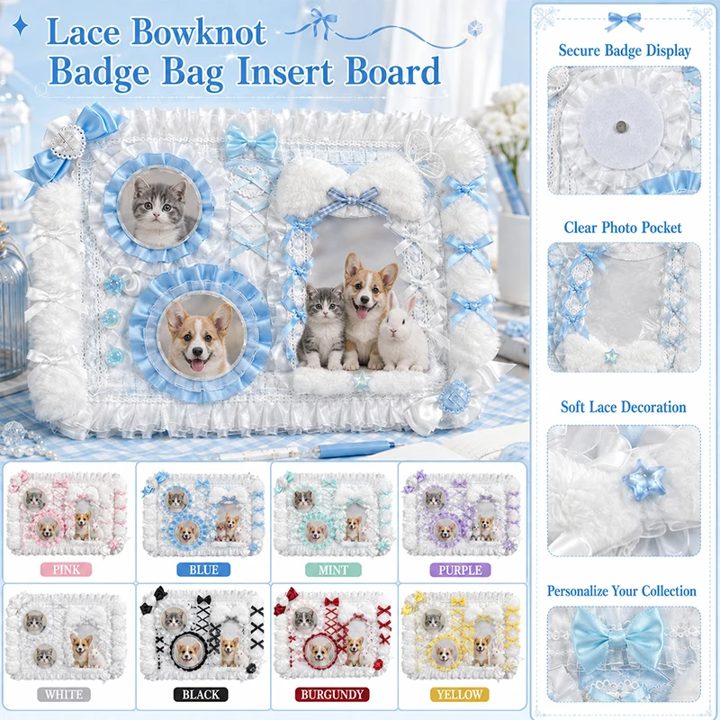 Cute Lolita Ita Bag Insert Decor Board Lace Bow DIY Pin Display Backing Plate for Anime Itabag Cosplay Accessory Decoration
