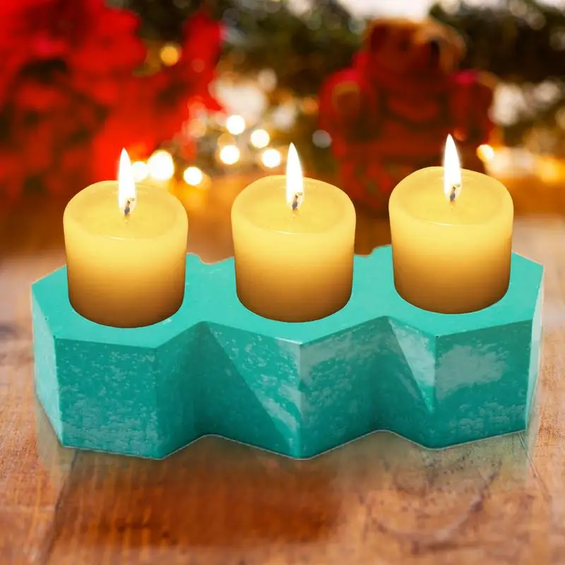 Candle Holder Silicone Mold DIY 3D Candle Holder Tray Mold Easy to Release Crafts Decoration for Jelly Butter Fudge Ice Cubes