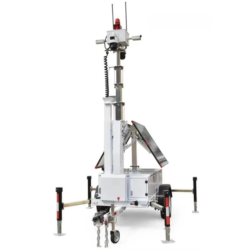 Portable Solar webcam Trailer Mounted PTZ Security Cameras with 7m Telescopic Mast Off-Grid System for Outdoors Events