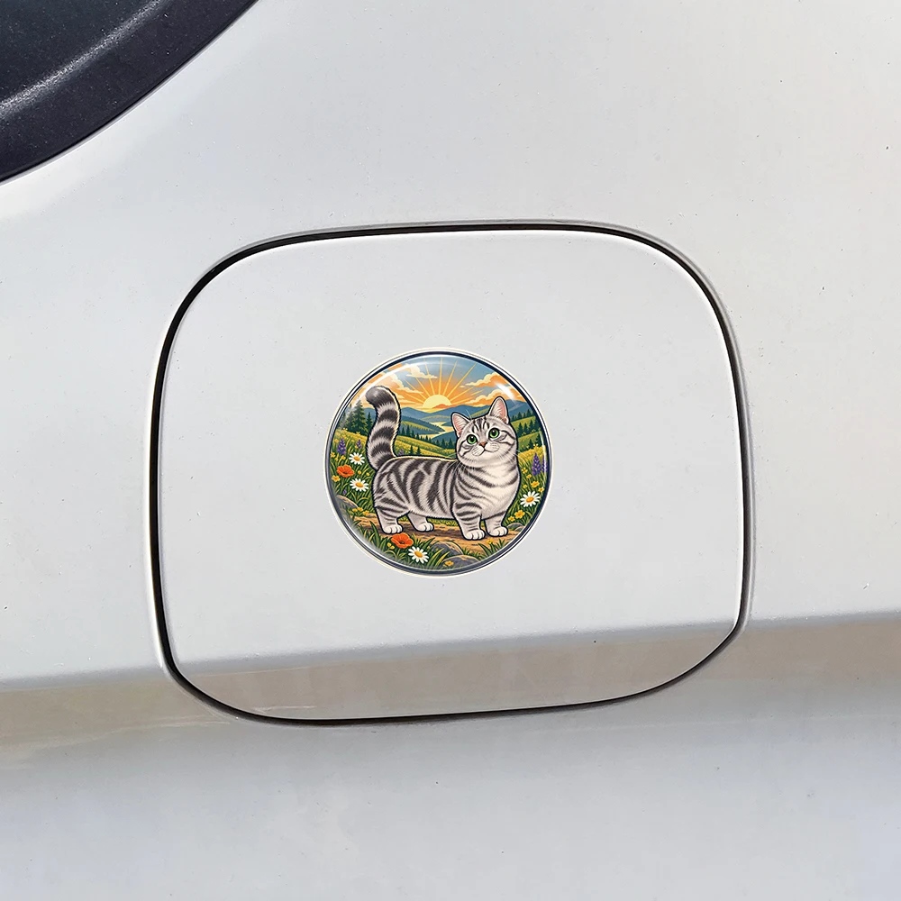 Munchkin Cat 3D Resin Domed Sticker Round Cute Pet Art Waterproof Decal Self Adhesive Emblem for Car Laptop Tumbler Cup Helmet 6