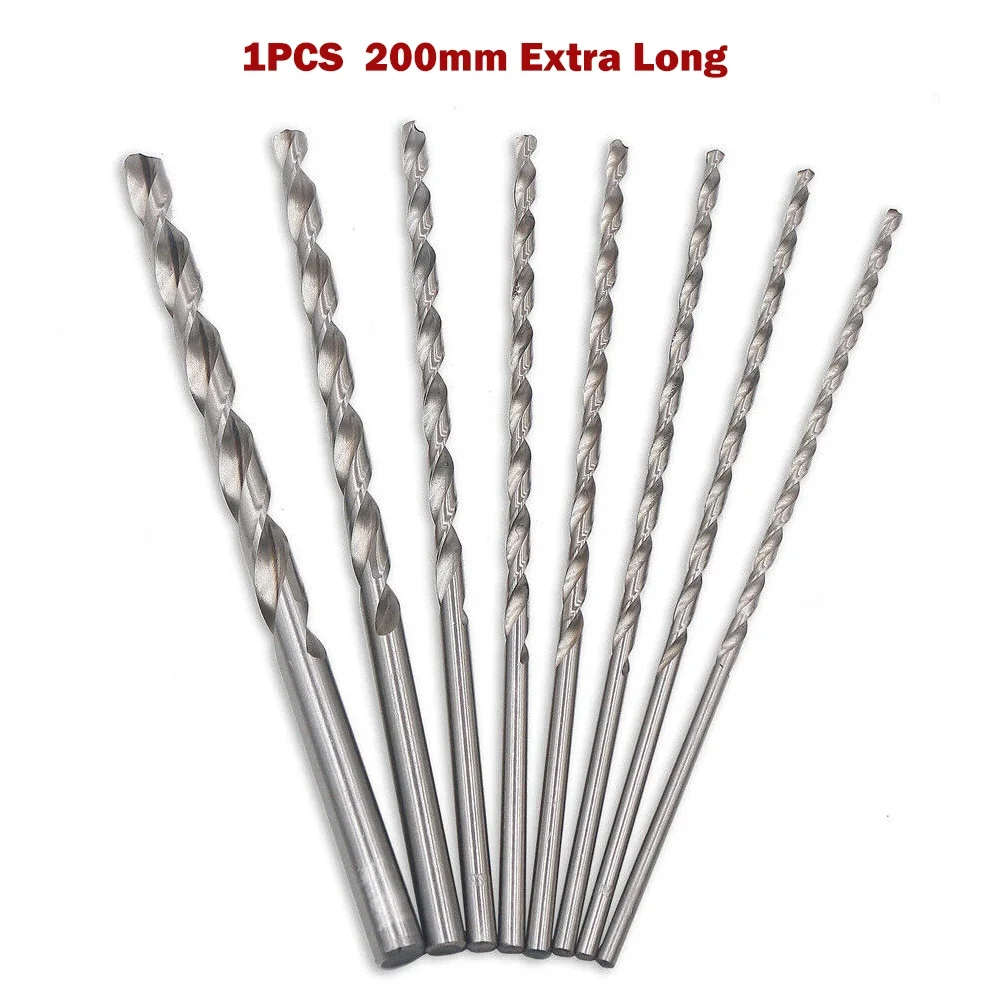 Brocas helicoidales Extra largas de 200mm, brocas HSS de acero de alta velocidad, cortador de sierra para madera, acero, aleación de Metal,