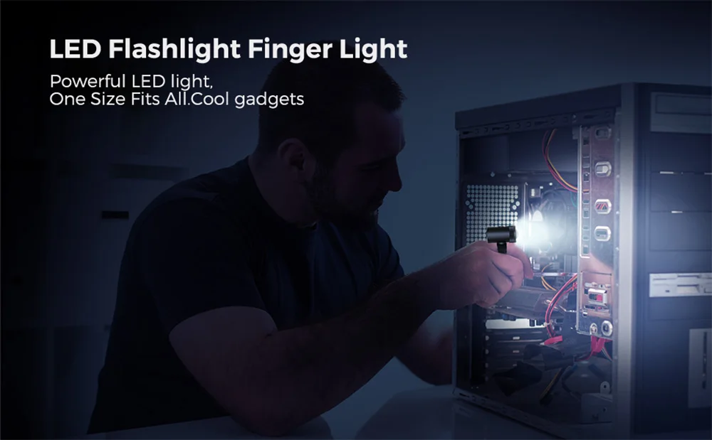 Freihändige Fingerhandschuh-Taschenlampe, wiederaufladbares Licht, verstellbare Ringgröße, LED-Werkzeug, Camping-Werkzeug für Nachtlauf, Angeln, Radfahren – Detail 5