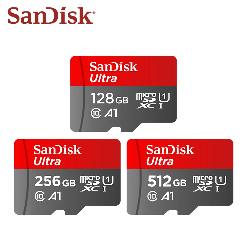 بطاقة SanDisk A1 micoSDXC بطاقة TransFlash أصلية Utra 1 تيرا بايت 512 جيجا بايت 256 جيجا بايت 128 جيجا بايت 64 جيجا بايت مع محول بطاقة ذاكرة MicroSD U1 C10