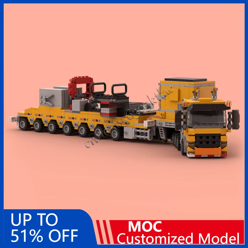 964 PCS Customize Building Block Construction Truck and Ballast Low Loader Trailer Model Creative Children Toy Christmas Gifts