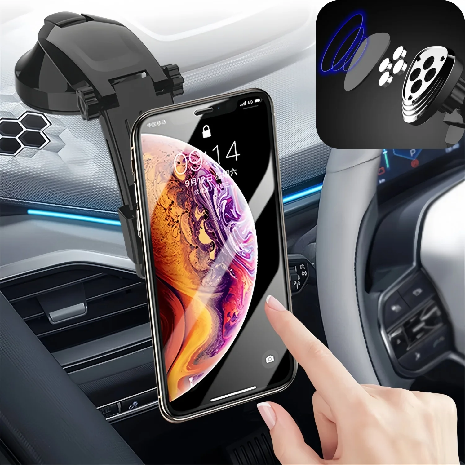 

Magnetic Phone Mount for Car Dashboard Windshield Air Vent Cell Phone Holder Suction Cup Holder for IPhone 16 15 14 Pro Plus Max