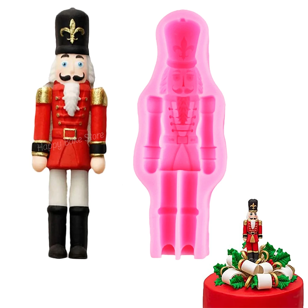 Mini Nutcracker Soldier Fondant Silicone Molds Chocolate Candy Gum Mould Cake Decorating Cupcake Topper Christmas Baking Tool