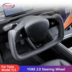 NovaAcc New Yoke 2.0 Steering Wheel For Tesla Model Y Model 3 Blakc Heated Nappa Imitation Model X S Style Car Accessories