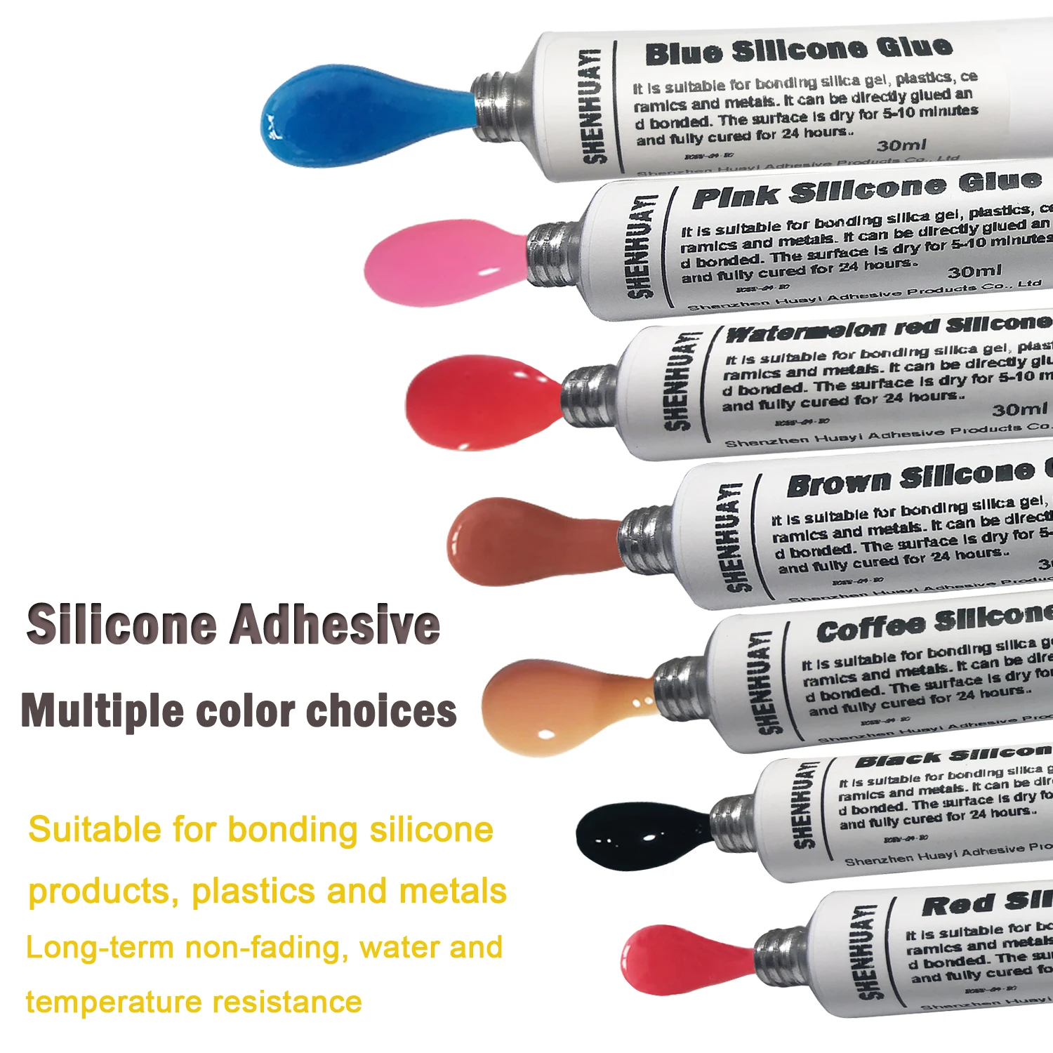 Silicone rubber adhesive, silicone glue in various colors, soft and flexible