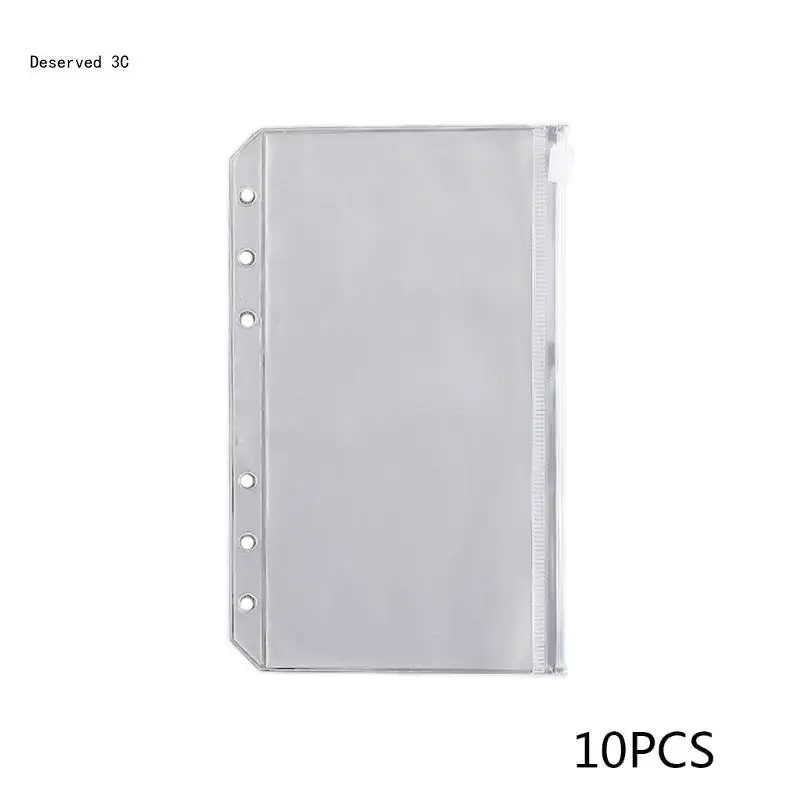 10Pcs/set Convenient Clear PVC Binder Binder Pockets Clear Zipper Folders