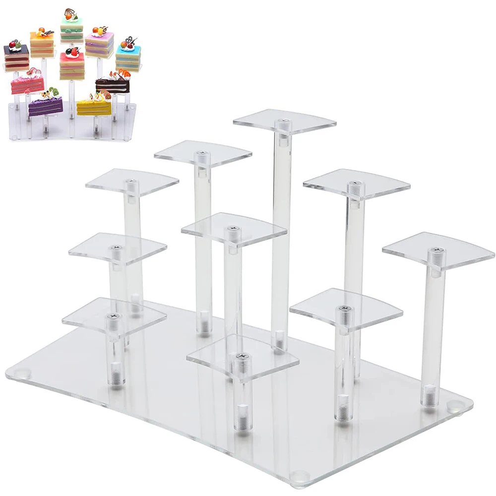 Acrylic Ladder Multilayer Transparent Display Stand for Doll Figure Cupcake Macaron Perfume Display Rack Party Decorations