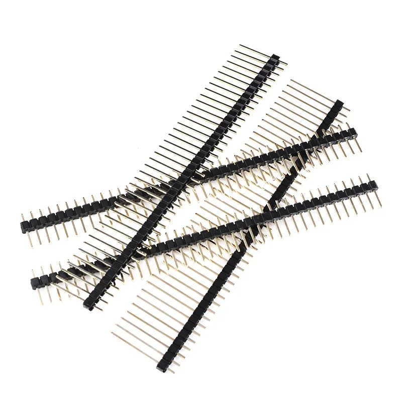 10pcs 2.54mm Pin Header Single Row Straight Copper Needle Gold Plating 1 * 40pin 1x40p Length 11.4/13/15/17/19/ 21/23/25/30/40mm