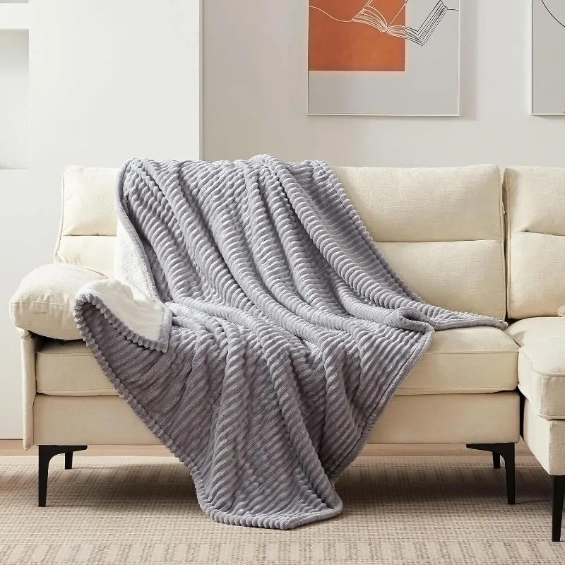 Heated Throw Blanket, Soft Flannel Sherpa Electric Throw with 6 Heating Levels & 2-10 Hours Auto Shut Off, Fast Heating