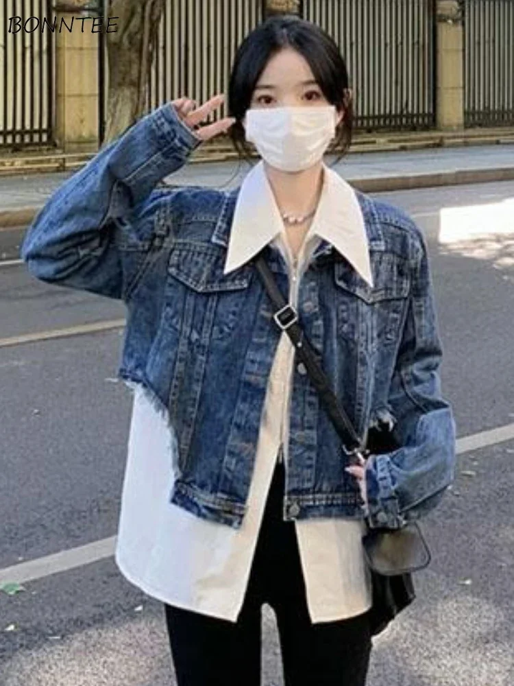 

Jackets Women All-match Spring Prevalent Creativity Ulzzang Daily Streetwear Attractive Solid Holiday Students Turn-down Collar