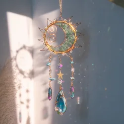 Crystal Wind Chime Suncatcher Bedroom Balcony Patio Sun Moon Prism Pendant Good Home Hanging Prisma Garden Art Decorations