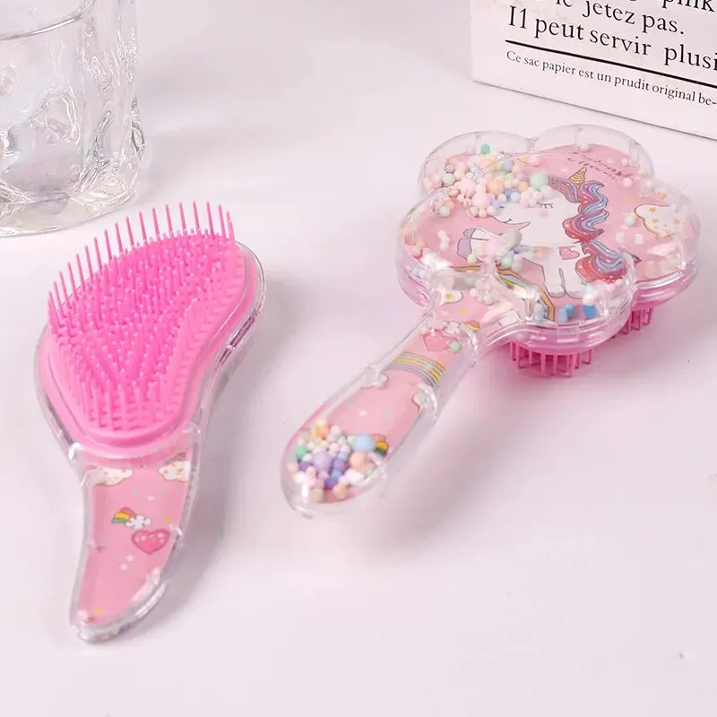 2pcs Multifunctional Airbag Comb, Cartoon Cute Rainbow Pony Air Cushion Comb, Massage Comb, Hair Straightening Comb