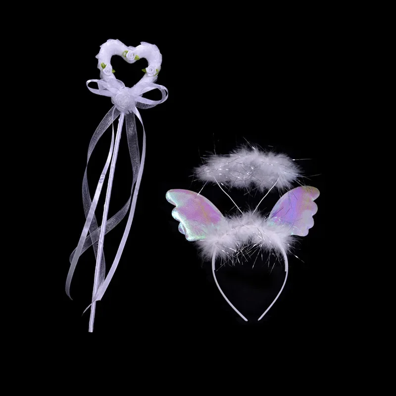 Angel Headband and Halo Ring Wands Sticks Kids Teens Girls Women Adult  Costume Dress Up Christmas Halloween Festival