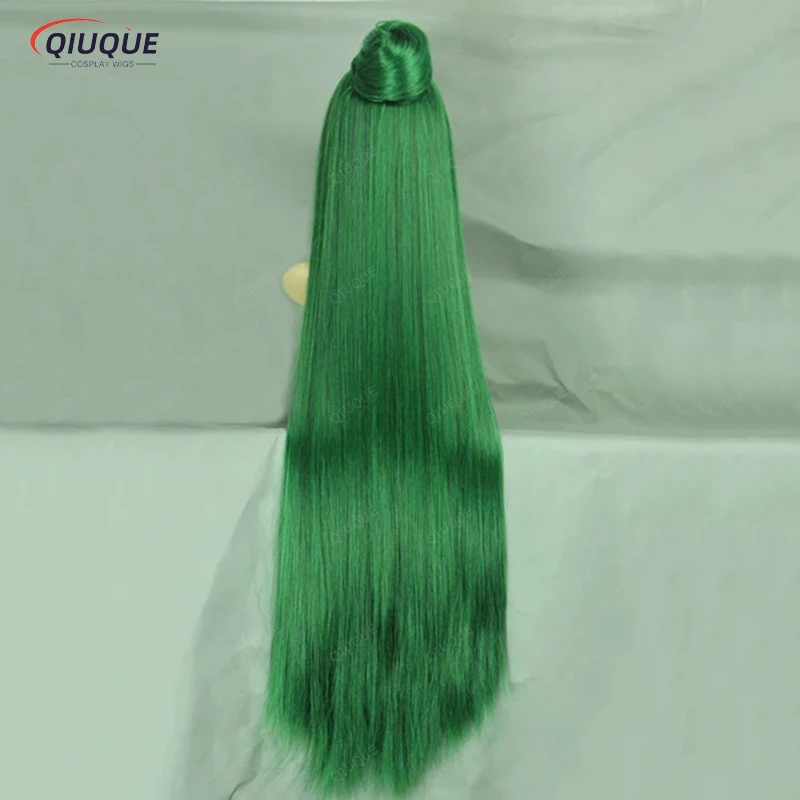 Anime Meiou Setsuna Wigs 100cm Long Green Sailor Pluto Heat Resistant Synthetic Hair Cosplay Wig + Wig Cap