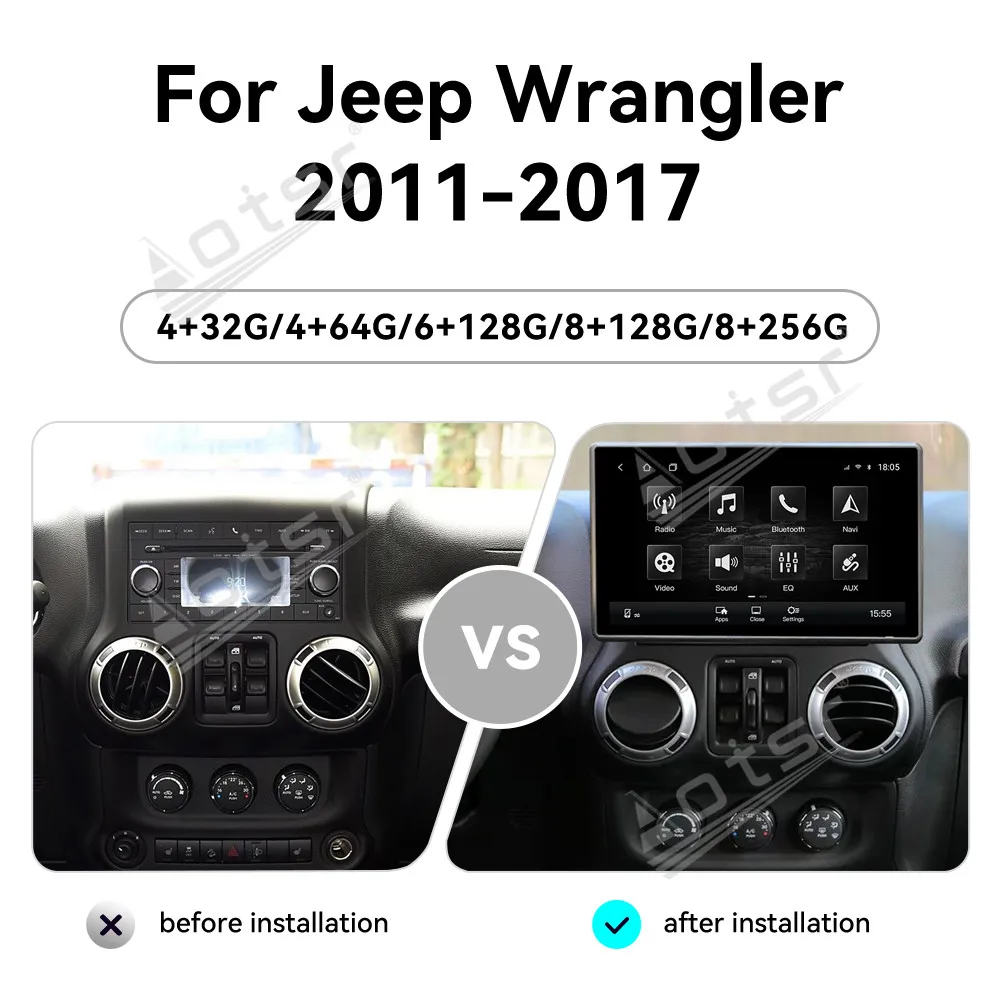 13.3 Inches Touch Screen Car Stereo Radio For Jeep Wrangler 2011-2017 Android 13 Multimedia Player Wireless GPS Navigation