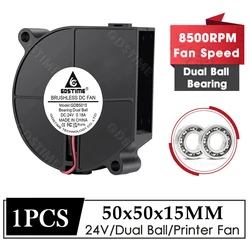 Gdstime Blower 5015 Fan 24V 50x50x15MM Turbo Fan 50MM Dual Ball Brushless Cooler Fan 8500RPM High Speed for 3D Printer Part