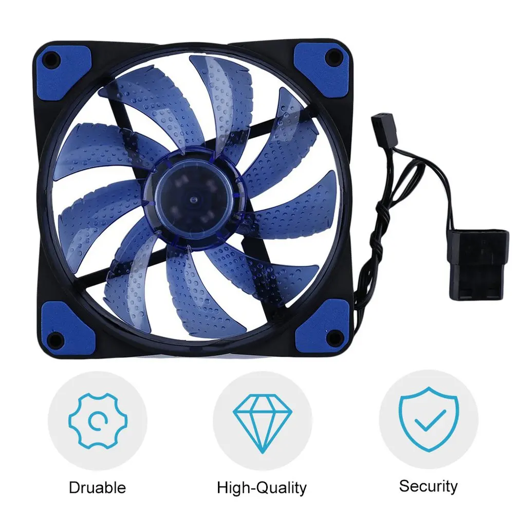 120mm LED Ultra Silent Computer PC Case Fan 15 LEDs 12V With Rubber Quiet Molex Connector Easy Installed Fan