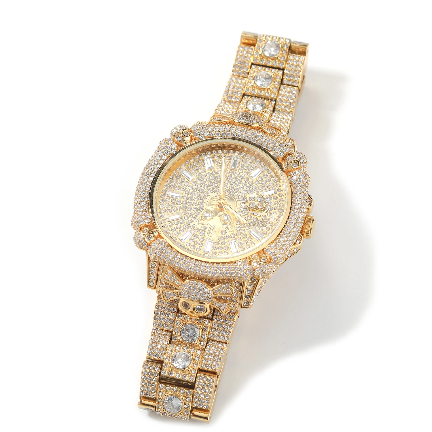 THE BLING KING Iced Out Skull Hip Hop Watch Japan 7T35 Movement 30M Waterproof Halloween Holiday Birthday Gift for Men Women