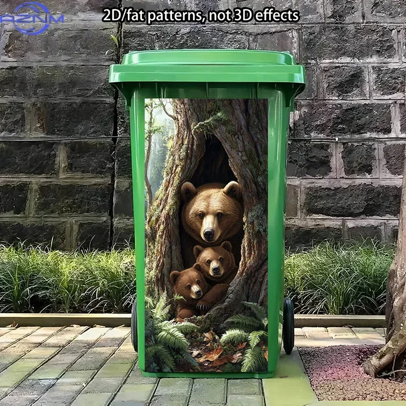 Household Waste Container 2D Printed Decal Eye‑catching Ornament for Daily‑use Dustbin