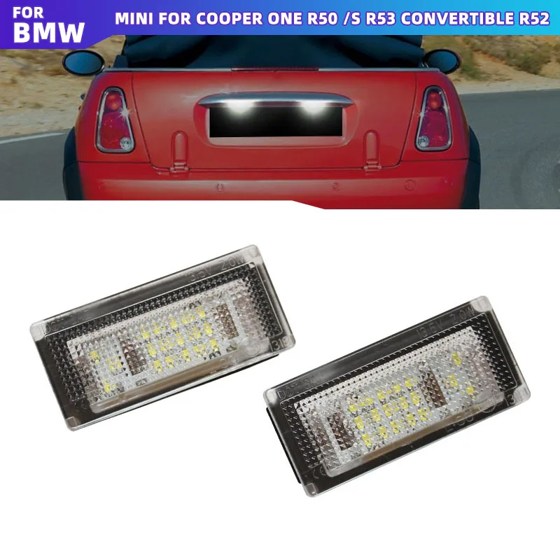 For BMW Mini Cooper R50 R52 R53 2 PCS White Car LED Number License Plate Lights Car Light Source Error Free