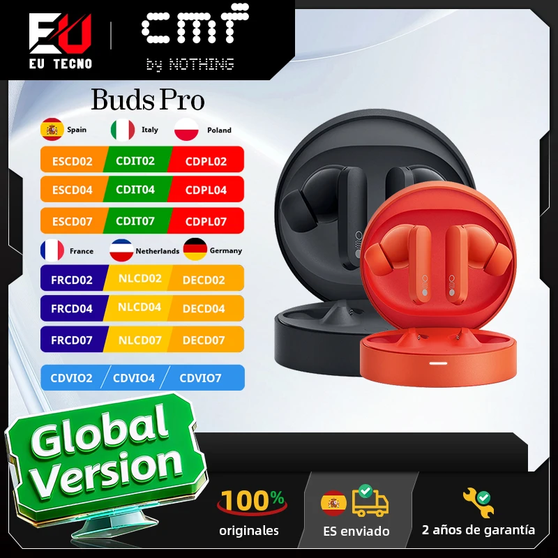Global Verison CMF de Nothing Buds Pro con tecnología ANC Ultra Bass de 45 dB hasta 39 horas de duración de la batería Auricular Bluetooth