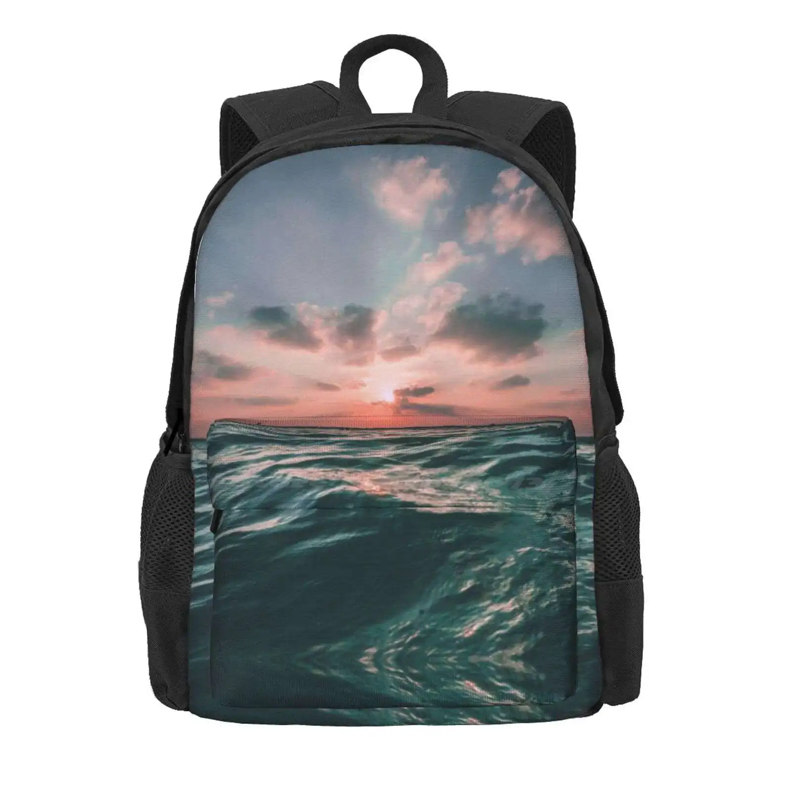 Sunset Paradise Hot Sale Schoolbag Backpack Fashion Bags Dorm Room College Trendy Luxury Blue Turquoise Sky Popular Beaches