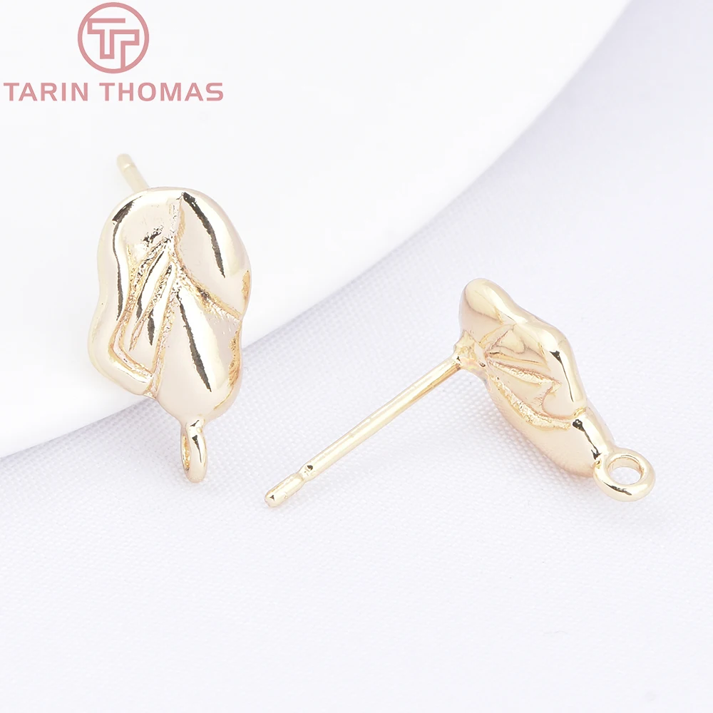 (10413) 6CPS 7.5x13 مللي متر 24K الذهب اللون النحاس غير النظامية ورقة شكل وأقراط عالية الجودة DIY بها بنفسك صنع المجوهرات النتائج #3