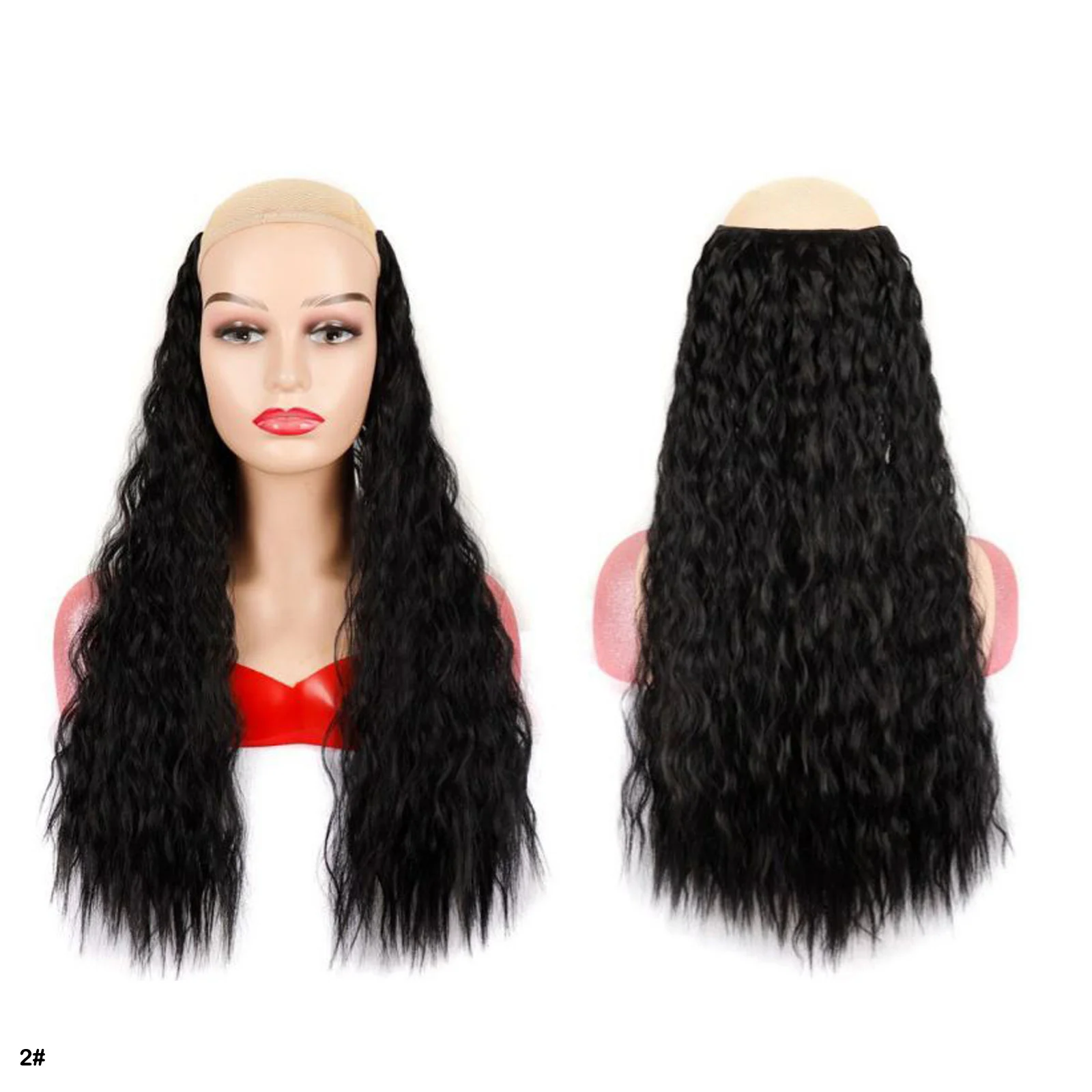 

V Shape Clip in Curly Extensions Instant Volume Easy Multi Color Heat Resistant Synthetic Hairpiece Natural Look for Women