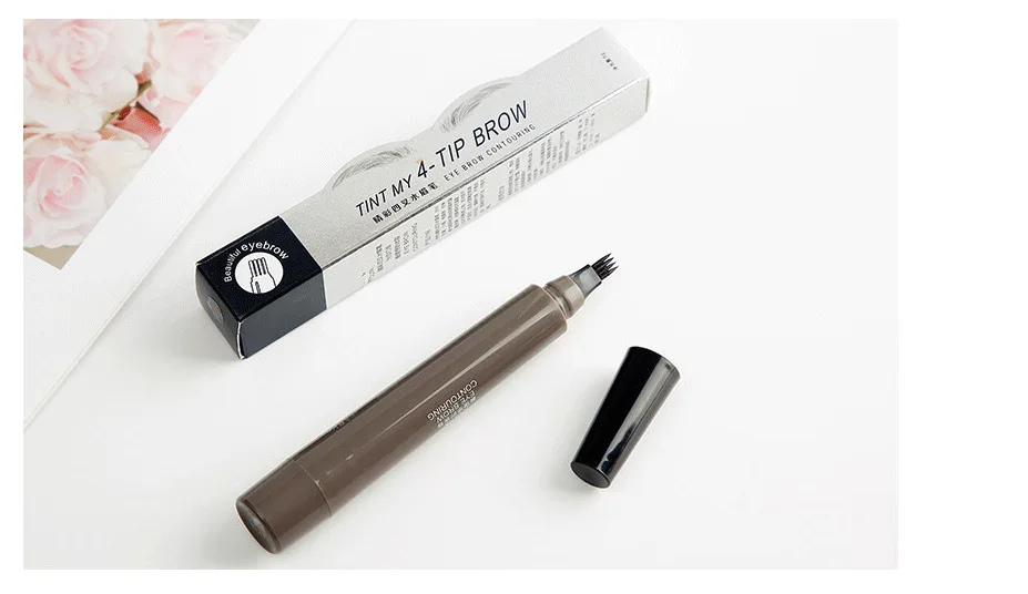 Makeup Micro-engraving Four-pronged Eyebrow Pencil, Liquid Water Non-smudging and Sweat-proof Four-pronged Thick Rod