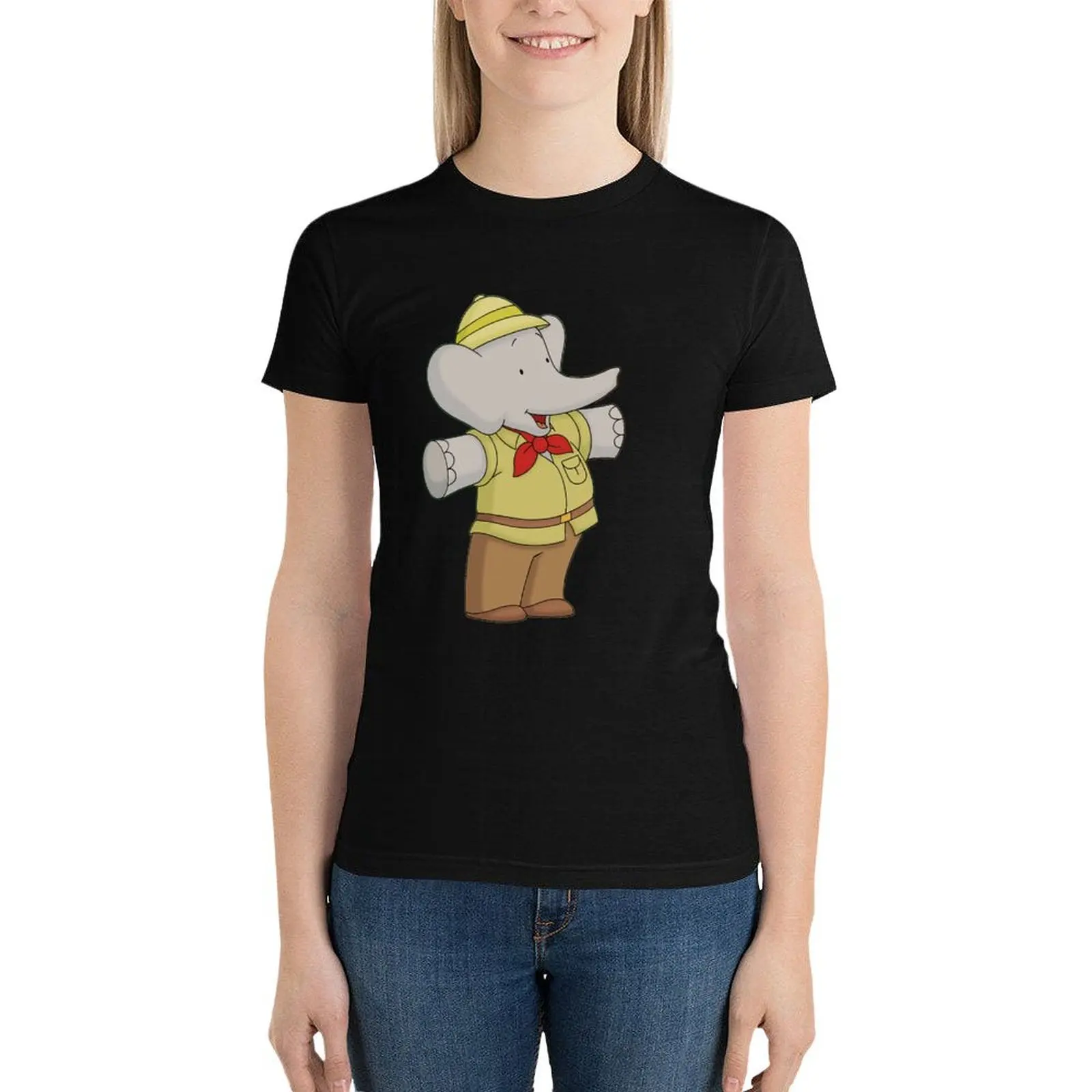 

Babar the elephant adventure with Badou monkey T-Shirt aesthetic clothes Blouse Short sleeve tee fashion woman blouse 2024