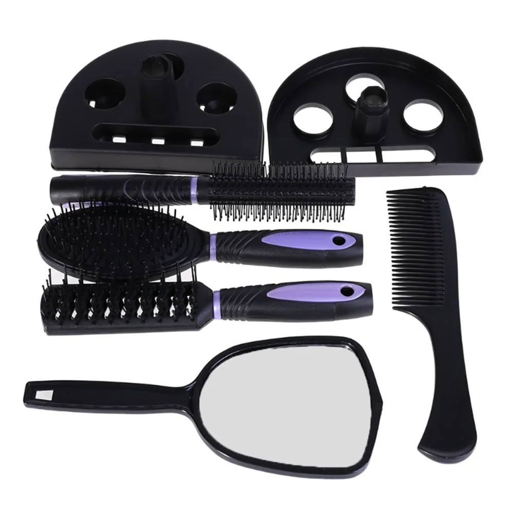 

5pcs Hair Set Anti-Static Detangling Brush Styling Tools Compact Mirror Kit For Styling Curls Home Outdoor Use