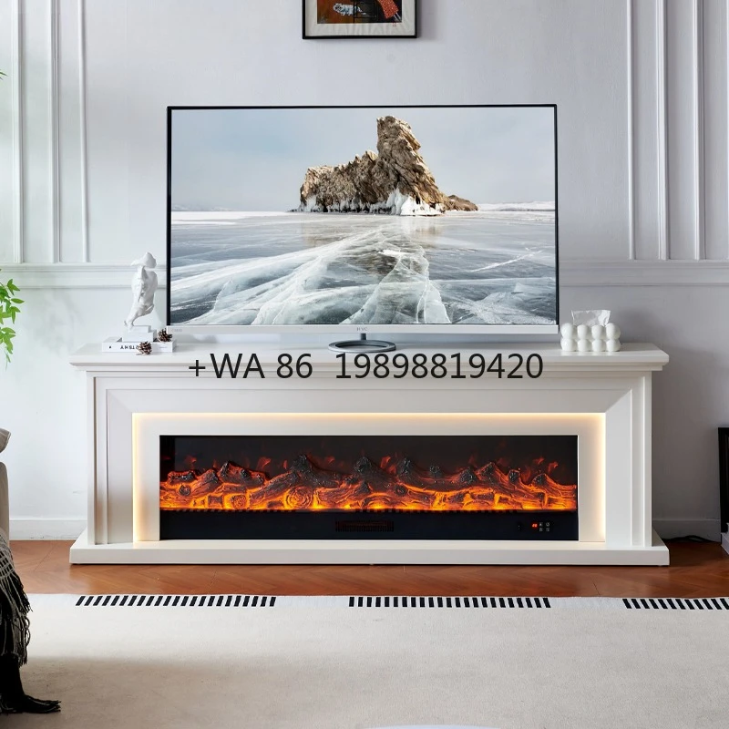 Kuanjing Modern Wood Electric Fireplace Remote Control Freestanding Villa Apartment Insert Contemporary Design Custom