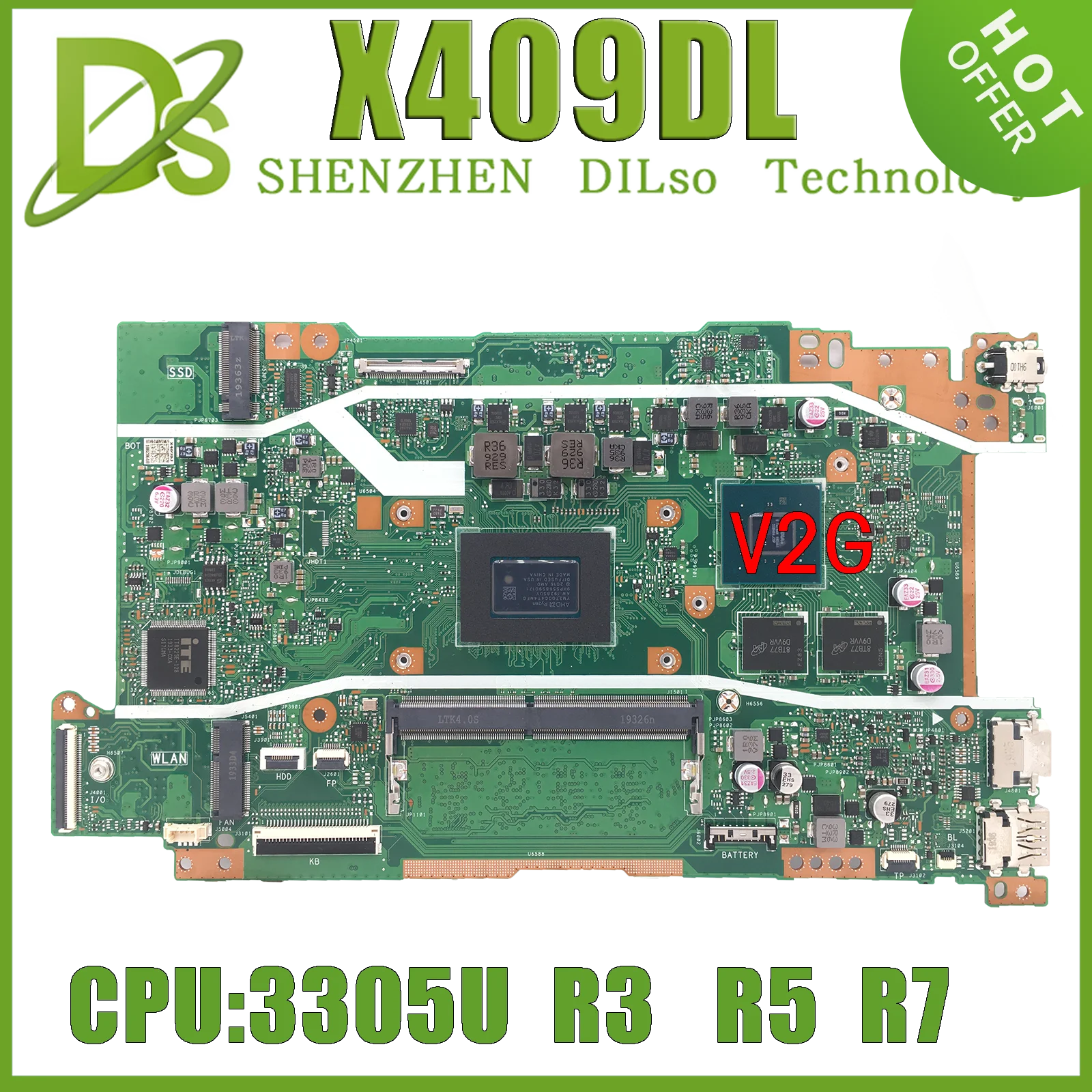 

KEFU X409DL Mainboard For Vivobook X509DL X509FL X409FL X509DAP Laptop Motherboard With 3305U R3 R5 R7 CPU 4GB/8GB-RAM UMA V2G