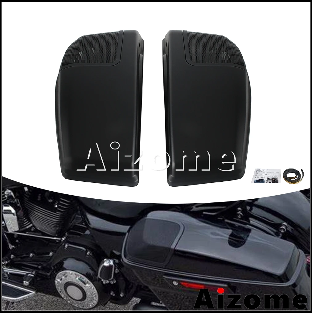 Black Motorcycle Accessories Rear Saddlebag Lids Speaker Cutouts Grill For Harley Touring CVO Road Street Glide 2023 2024 2025