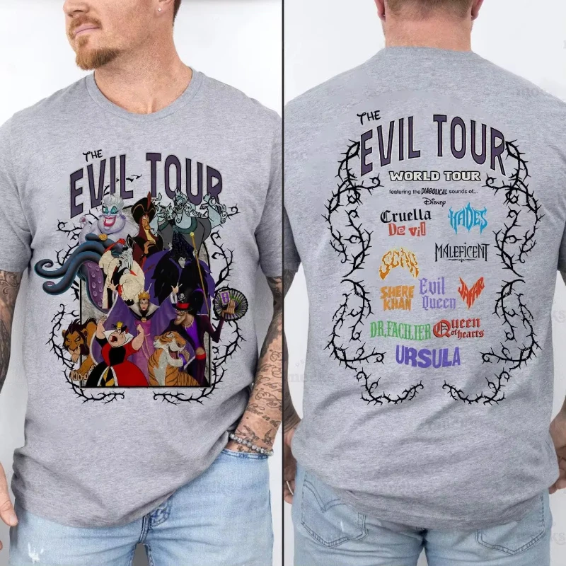 Vintage Disney méchants le mal Tour T-shirt Ursula Cruella maléfique chemise Disneyland femmes hommes Couple T-Shirt vente chaude
