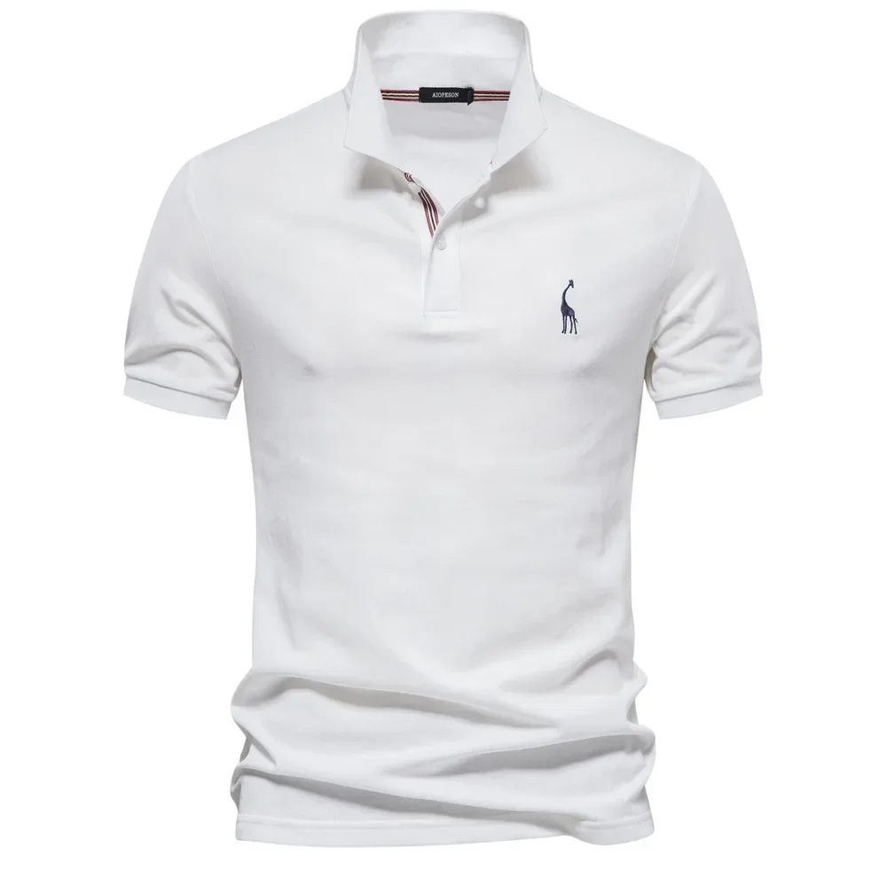 Premium Men's Polo Shirt Deer Embroidery Design 80% Cotton EU Size Casual Short Sleeve Shirts Business Polo Tops Hot Seller