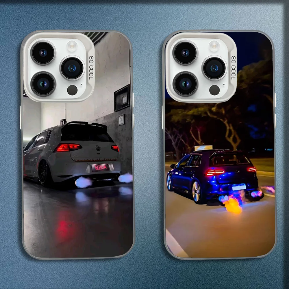 Car G-Golf R 7 GTI Phone Case For iPhone 16,15,14,13,12,11,Mini,Pro,E,MAX White Candy Matte Shockproof Cover